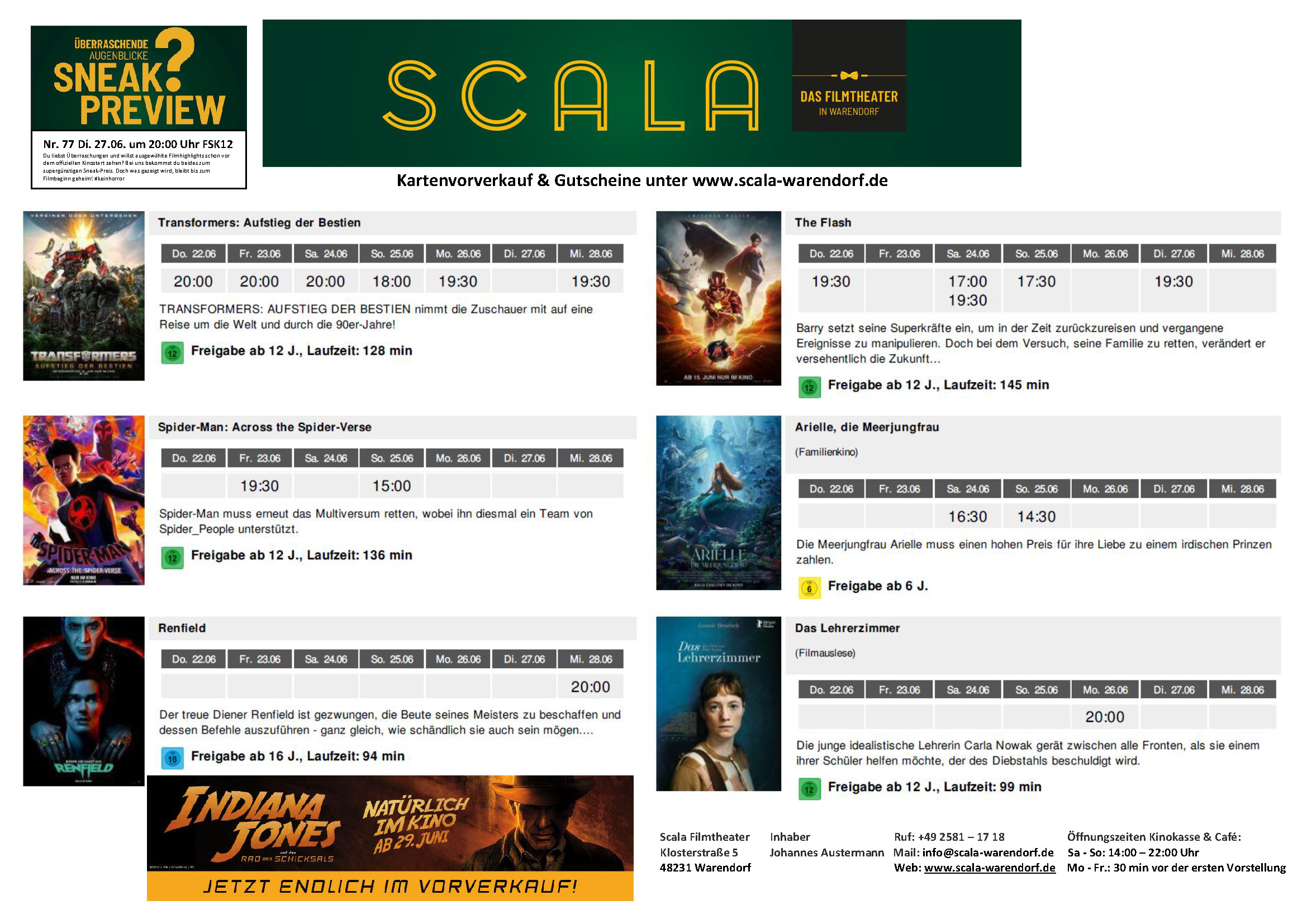 SCALA Kinoprogramm vom 22.06. bis 28.06.2023 Sp kenkieker Ihr